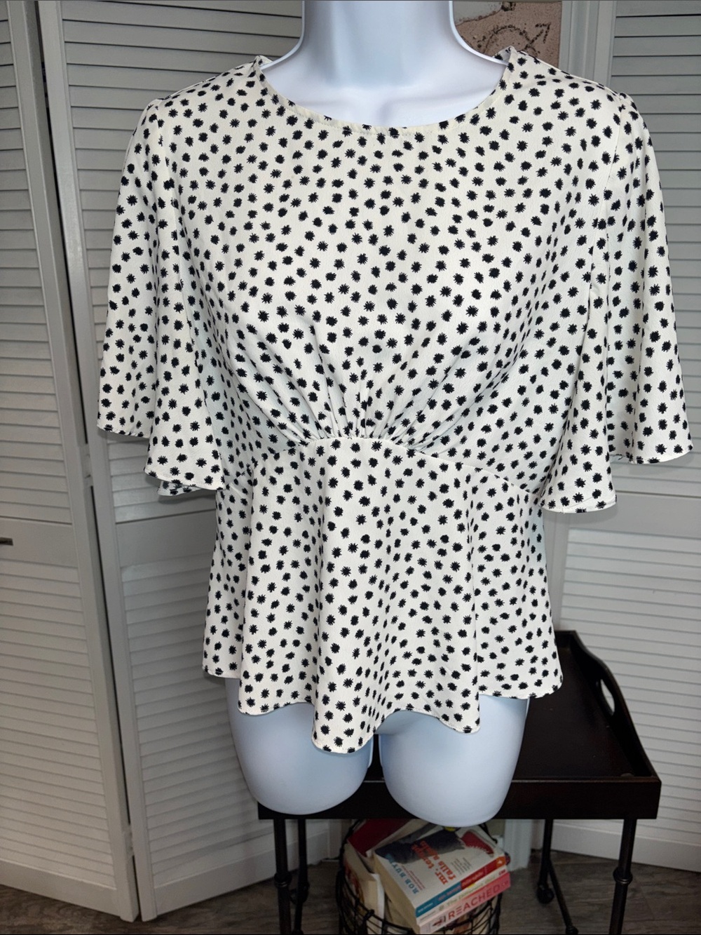 Topshop Women's White Short Sleeve Peplum Top
